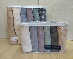 Набір турецьких вафельних рушників Mercan 50х90 6 штук + 70х140 6 штук - мініатюра 3