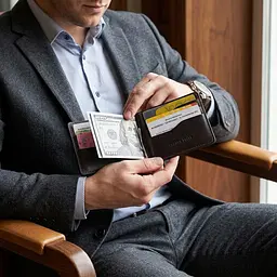 Шкіряний чоловічий затискач для грошей з монетницею Grande Pelle 11547 коричневий - мініатюра 2
