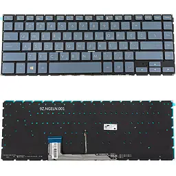 Клавіатура для ноутбука ASUS (W700 series) rus, blue-gray, без фрейма, підсвічування клавіш (оригінал)