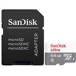 Карта пам'яті Sandisk 64GB microSDXC C10 UHS-I R100MB/s Ultra + SD (SDSQUNR-064G-GN3MA)