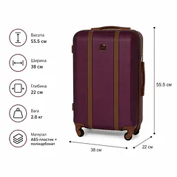 Валіза Wings GDW01 мала 38л бордова (GDW01-S-Burgundy) - мініатюра 2