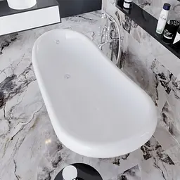 Ванна окремостояча глянцева Amidicon Symphony 167x78 чорна з литого каменю срібні ніжки SYMFONIYA_167_s_BLACK_HL, Чорний - мініатюра 3