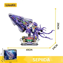 Конструктор кальмар Sepiida в стилі стимпанк з підсвіткою  STEM конструктор для дітей і дорослих, велика механічна модель, 975 деталей - мініатюра 2