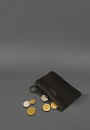 Шкіряна монетниця / міні-косметичка 3.0 темно-коричнева краст - мініатюра 3