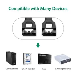 Кабель SATA Serial ATA III Ugreen US217 з блокувальною клямкою 0.5м, Кутовий конектор Чорний (30797) - мініатюра 5