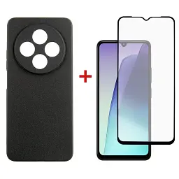 Чохол до мобільного телефона Dengos Xiaomi Redmi 14C Carbon + glass (Black) (DG-KM-119) - мініатюра 1