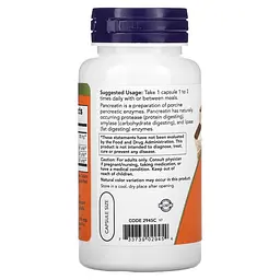 Пробіотики і пребіотики NOW Pancreatin 2000 mcg, 100 капсул - мініатюра 3
