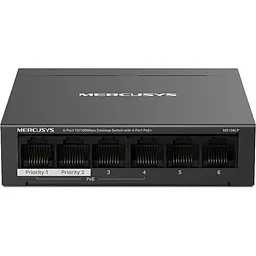 Комутатор Mercusys 6-портовий 10/100 Мбіт/с ( 4 портів PoE+ ) Mercusys, MS106LP (MS106LP) - мініатюра 2