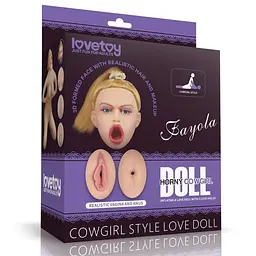 Секс-лялька Lovetoy Cowgirl Style Love Doll надувна з 3 отворами в позі наїзниці 89 см тілесна - мініатюра 10