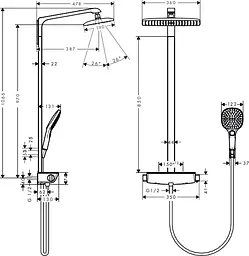 Душова система Hansgrohe Raindance Select E 360 1jet ST Showerpipe 27288400, Білий - мініатюра 2