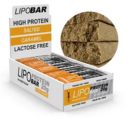 Протеїнові Батончики без Цукру Lipobar - 20x50г Солона Карамель