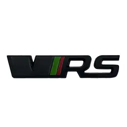 Емблема напис VRS для Skoda Чорна+кольорові вставки 120x25мм метал (на скотчі)