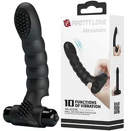 Вібронасадка на палець Pretty Love Alexander Finger Vibrator Black, 13х2.6 см (чорний) - мініатюра 10
