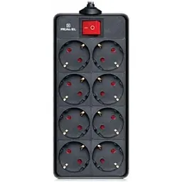 Мережевий фільтр живлення REAL-EL REAL-EL RS-8 PROTECT, 3m, black (EL122300022)