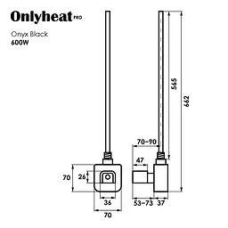 ТЕН для рушникосушки OnlyHeat Onyx Black Pro 0,6 кВт (прихований монтаж), Чорний - мініатюра 4