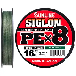 Шнур Sunline Siglon PE х8 300 м (темн-зел.) 8.0/0.483 мм 100 lb/50.0 кг