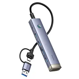 USB/Type-C HUB Baseus UltraJoy 4-Port AIR (USB/Type-C to USB 3.0x4+Type-C) сірий B0005280B811-13