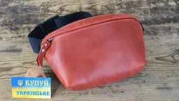 Жіноча шкіряна сумка на пояс бананка GS червона (РОБ 001 кр) 26 - мініатюра 5