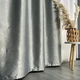 Штори софт-велюр блекаут темно-сірого кольору 2шт. 150х270 з білим шифоновим тюлем 400х270 ALBO pbe0052647 - мініатюра 5