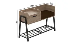 Банкетка з тумбочкою Ferrum-decor Бланка 540x1000x320 метал Сірий ДСП Дуб Сан-Марино 16 мм (FRD-103039) - мініатюра 2