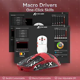 Мишка ATTACK SHARK X6 Red + Док-станція RGB | Сенсор PAW3395 | 65 годин акум - мініатюра 5