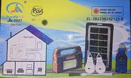 Сонячна зарядна станція + LED ліхтар Junai JA-2007 з лампочками + Power Bank - мініатюра 2