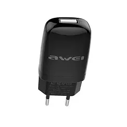 Блок зараджений адаптер мережевий Awei Small Portable C-821 вихід 1 USB 2A чорний - мініатюра 2