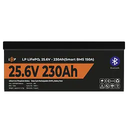 Акумулятор LP LiFePO4 25,6V - 230 Ah (5888Wh) (Smart BMS 150А) з BT пластик - мініатюра 2