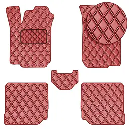 Килимки у салон для Volkswagen Jetta / Bora 1998-2005 Екошкіра с подпятником Червоний 5 шт (Rombus)