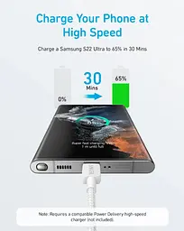 Кабель Anker 322 USB-C to USB-C-1.8m Nylon білий (6908157) - мініатюра 3