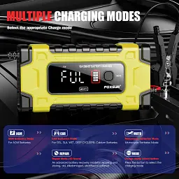 Автомобільний зарядний пристрій 12V/24V Foxsur FBC122410E Автоматичний імпульсний з функцією відновлення Yellow (19432) - мініатюра 12