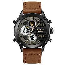 Наручний годинник чоловічий 017BKBR Тризуб золото Black-Brown Patriot acs0030989 - мініатюра 6