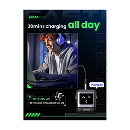 Зарядний пристрій Ugreen 1xUSB + 2xUSB-C 65W GaN CD361 gray (25685B) - мініатюра 9