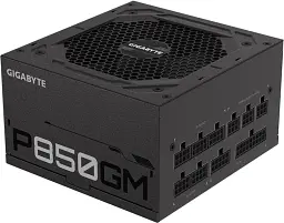 Блок живлення 850 Вт, Gigabyte P850GM, чорний, модульний, 120 мм (HYB), Active PFC, 80 Plus золотистий, MB: 20+4 pin, CPU: 4+4