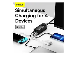 Мережевий зарядний пристрій Baseus GaN3 Pro AC + 2xUSB + 2хType-C 100 W + Cable Type-C-Type-C 100 W 1 м PSZM000401 - мініатюра 4