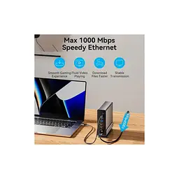 Концентратор Vention USB-C 15-in-1 2xHDMI + DisplayPort + RJ45 + SD/TF + 3.5mm gray (TPUH0) - мініатюра 11