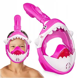 Маска для снорклінгу TSUNAMI Shark повнолицьова, дитяча Pink (P-5905973405430) - мініатюра 2