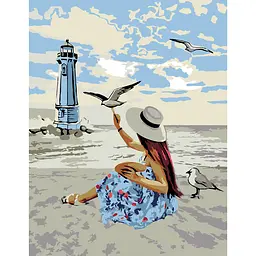 Картина за номерами Rosa Start Дівчина та чайки 35x45 см