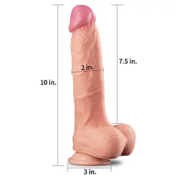 Фалоімітатор - Dual-Layered Silicone Cock 10" Flesh #1 - мініатюра 6