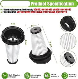 Фільтр на бездротовий пилосос Grundig VCH9929, VCH9930, VCH9931, VCH9932, VCH9929, 9178013673 - мініатюра 7