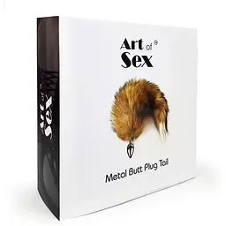 Металева анальна пробка Art of Sex з хвостом із натурального хутра Size M Red fox - мініатюра 6