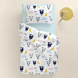 Дитяча постільна білизна в ліжечко SHEEPS CS6, блакитний (SheepBlueSkyeyGrey_LightBlue58_140) - мініатюра 2