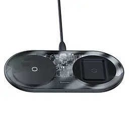 Зарядний пристрій BASEUS Simple 2-in-1 Wireless Charger 18W Max (WXJK-01) чорний - мініатюра 4