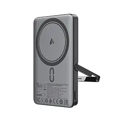 Зовнішній акумулятор Acefast M16-5000 PD18W ultra-thin magnetic wireless charging power bank with stand Black (6974316283997) - мініатюра 3