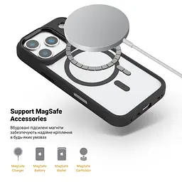 Чехол Apple iPhone 17 Pro, Unit MagSafe, черный, прозрачный, магсейф, противоударный, магнитный, панель-накладка с поддержкой MagSafe, с поддержкой беспроводной зарядки, TPU+PC, защита всего корпуса, ударопрочный, ArmorStandart (ARM86289) - мініатюра 4