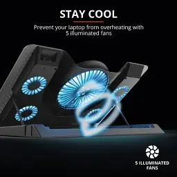 Підставка для ноутбуків Trust GXT 1125 Quno, до 17.3", BLUE LED, чорний - мініатюра 10