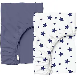 Набір простирадл на резинці Cosas DARK BLUE & STARS 60х120х12 см (SetSheet_DarkBlue_StarWBlue_120x60)
