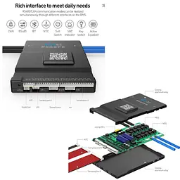 Смарт плата з активним балансиром BMS JiKong JK-BD6A24S20P 7S-24S / 20V-100V / 200A Інтелектуальний контролер керування акумулятором LiFePO4, Li-ion, LTO (19793) - мініатюра 5
