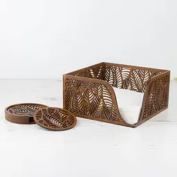 Дерев'яна серветниця VANZA LEAF walnut - M (17.5 см) - мініатюра 9