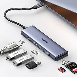Док-станція USB3.0 Type-C --> HDMI 4K30Hz/3xUSB-А 3.0/Type-C/PD 100W 6-in-1 CM511 Ugreen - мініатюра 5